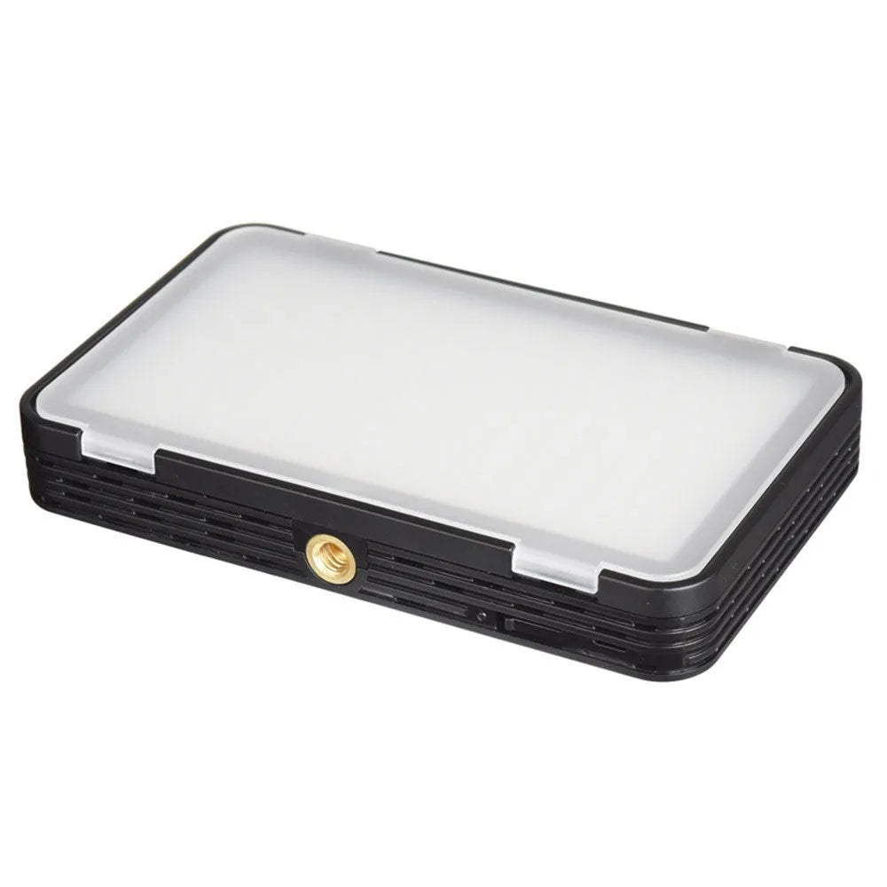 Shenniu M150 ultra-thin LED video light mounted on a mobile phone showing its slim profile.