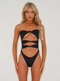 Women's hollow out one-piece swimsuit in nylon fabric available in sizes S, M, L