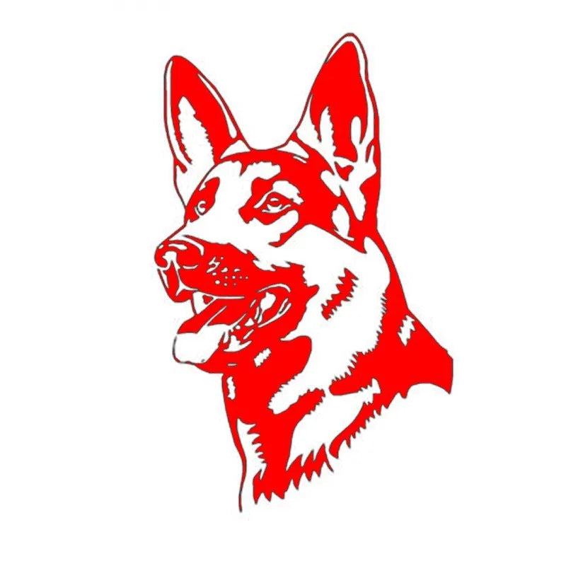 Reflective Alsace Shepherd hunting dog bumper sticker on vehicle surface
