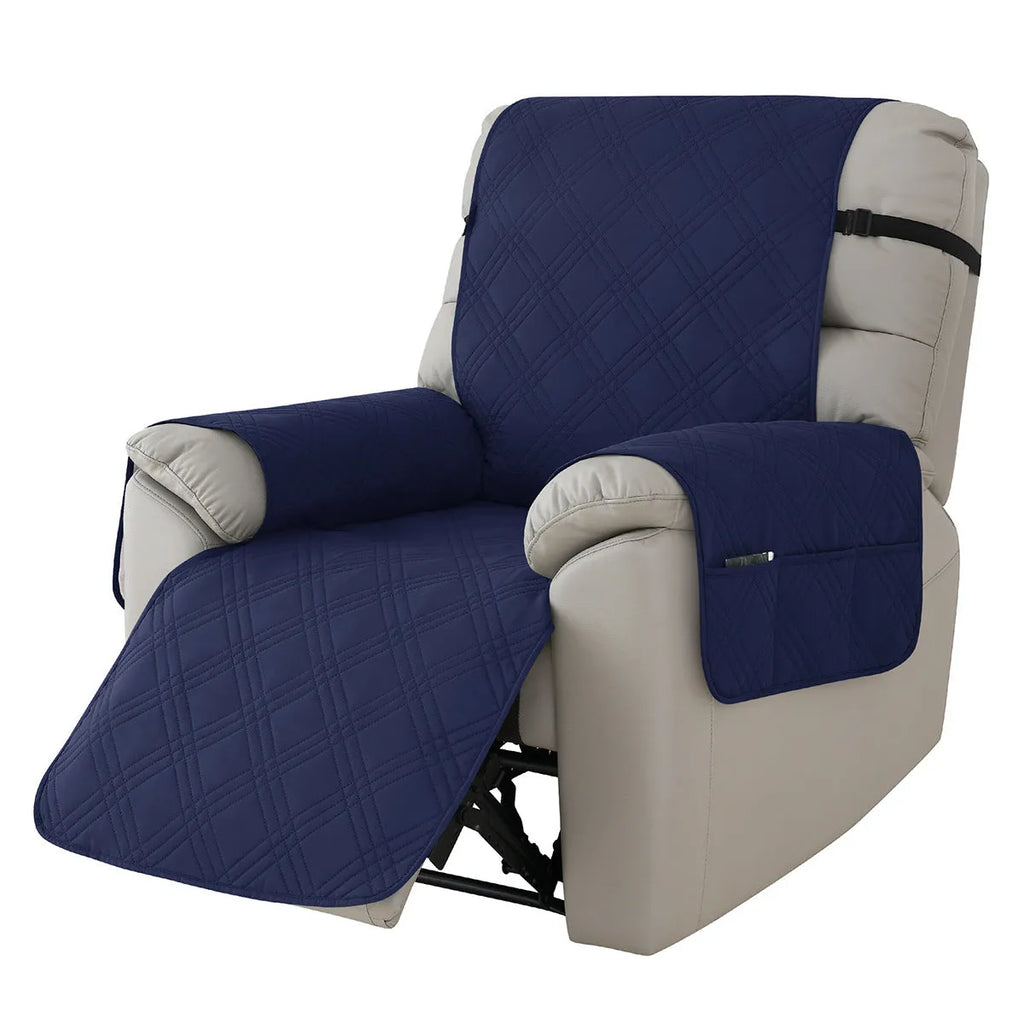Waterproof quilted sofa cover for a Chivas massage chair in a dark coffee colour.
