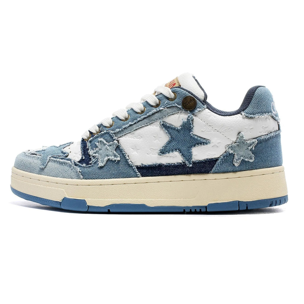 Cowhide leather low-top platform running shoes with round toe and front lace-up, shown in West Lake dragon well tea colour.