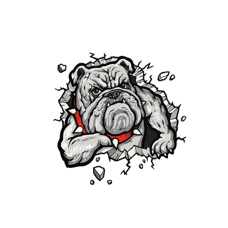 Grey Dog pattern motorcycle bumper sticker measuring 17x17cm with customisable length options