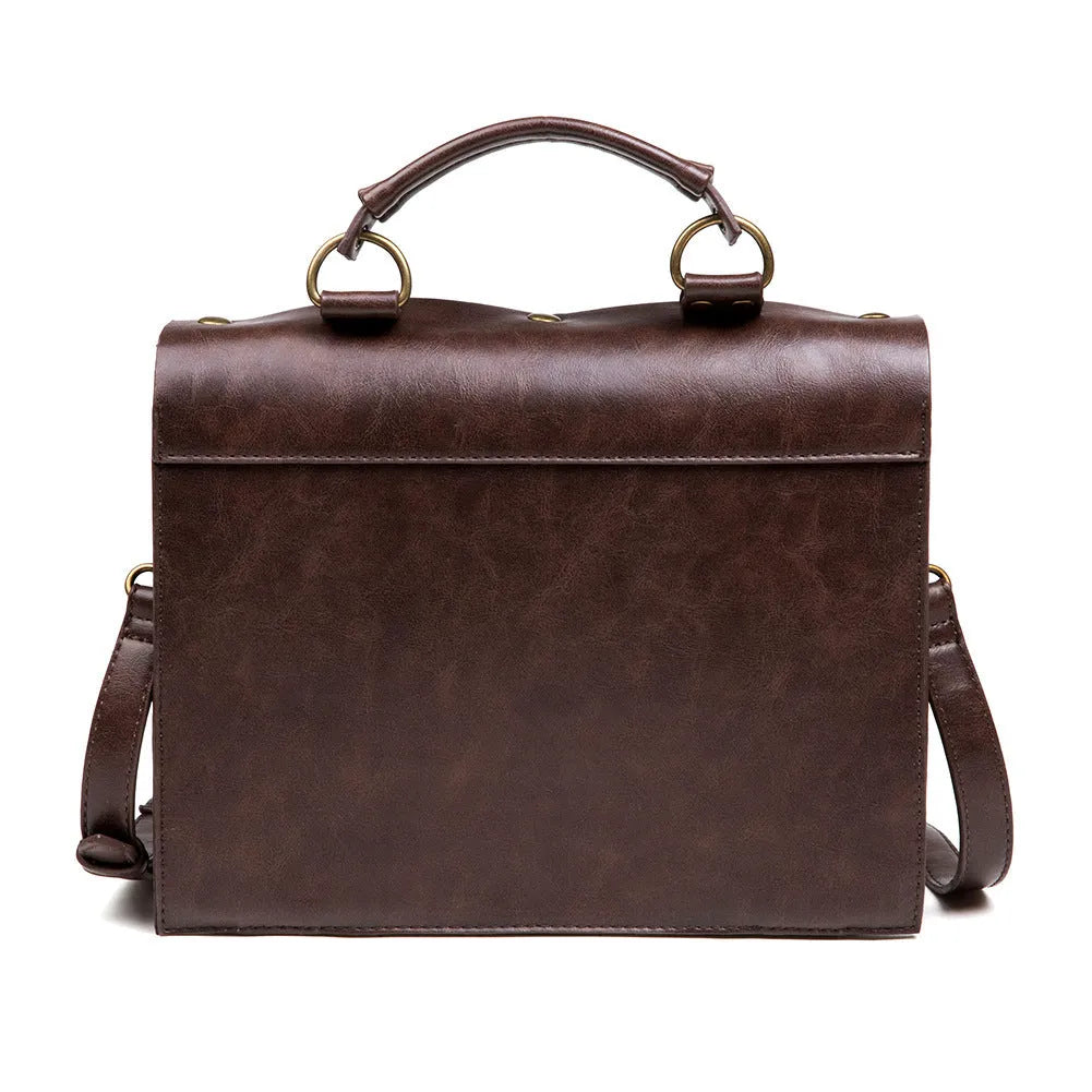 Bronze steampunk industrial retro shoulder bag with metal hardware and square pillow design