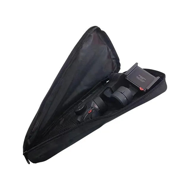 Black cloth portable storage bag for mobile phone stabilizer accessories with adjustable divider