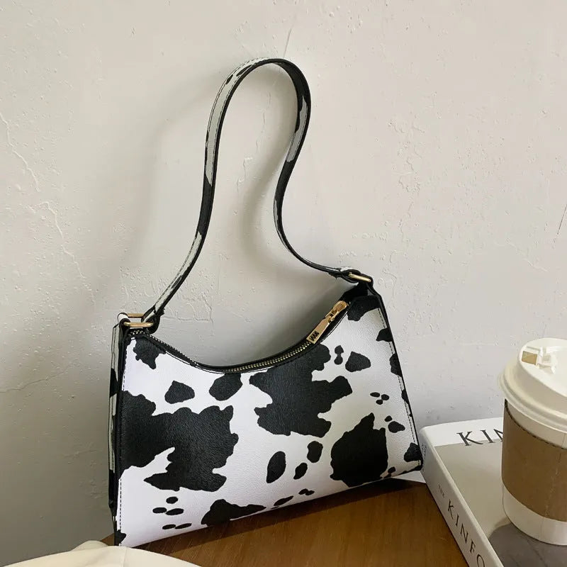 Small square women's underarm bag in PU with summer pattern options including leopard print