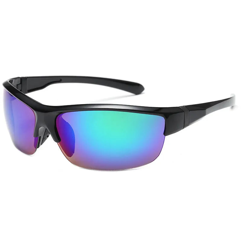 Men's windproof cycling sunglasses with semi-frameless PC frame in multiple colour options