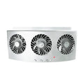 Black and white car ventilation fan with USB cable for reducing exhaust odours