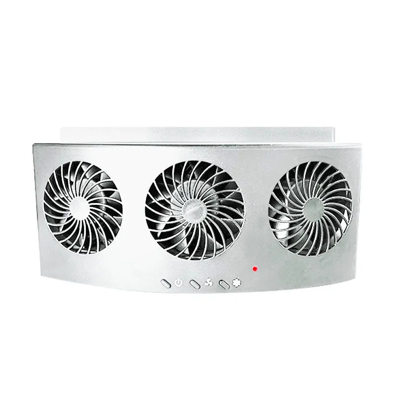 Black and white car ventilation fan with USB cable for reducing exhaust odours