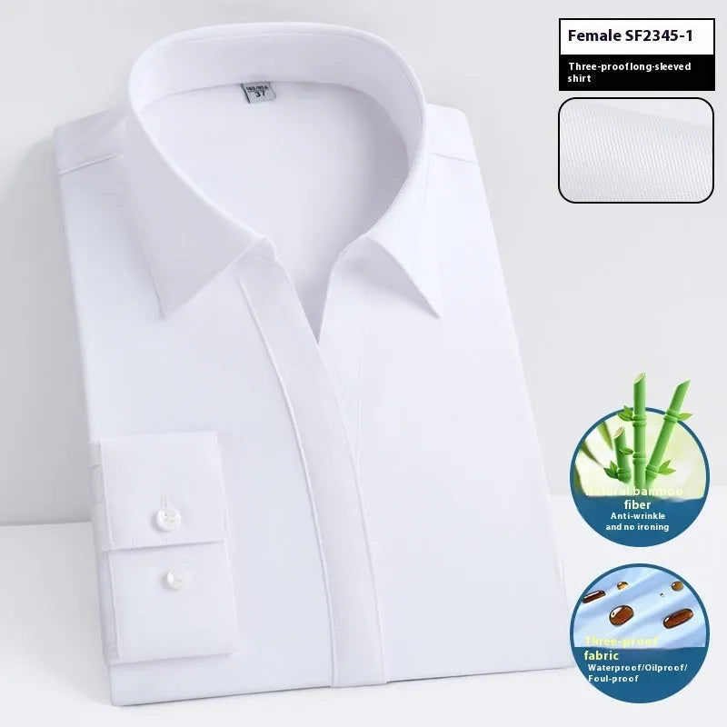 Men's slim fit bamboo fibre business shirt with square collar, shown in a solid colour.