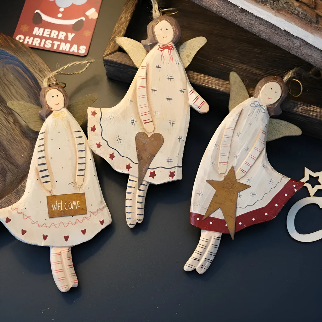 Wooden hand-painted door plate pendant with carving decoration in American country style