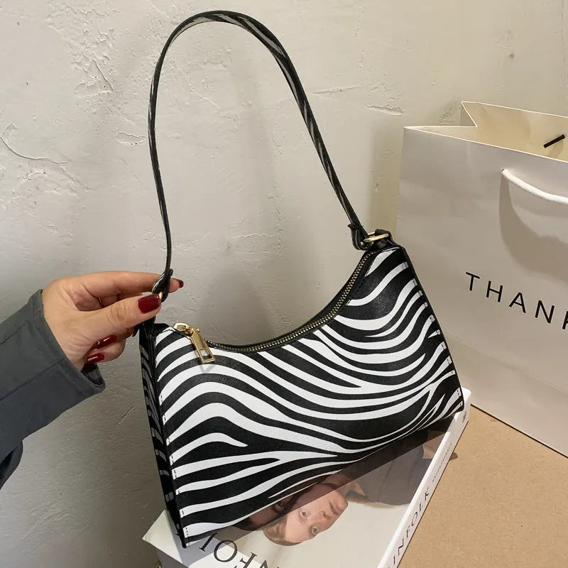 Small square women's underarm bag in PU with summer pattern options including leopard print
