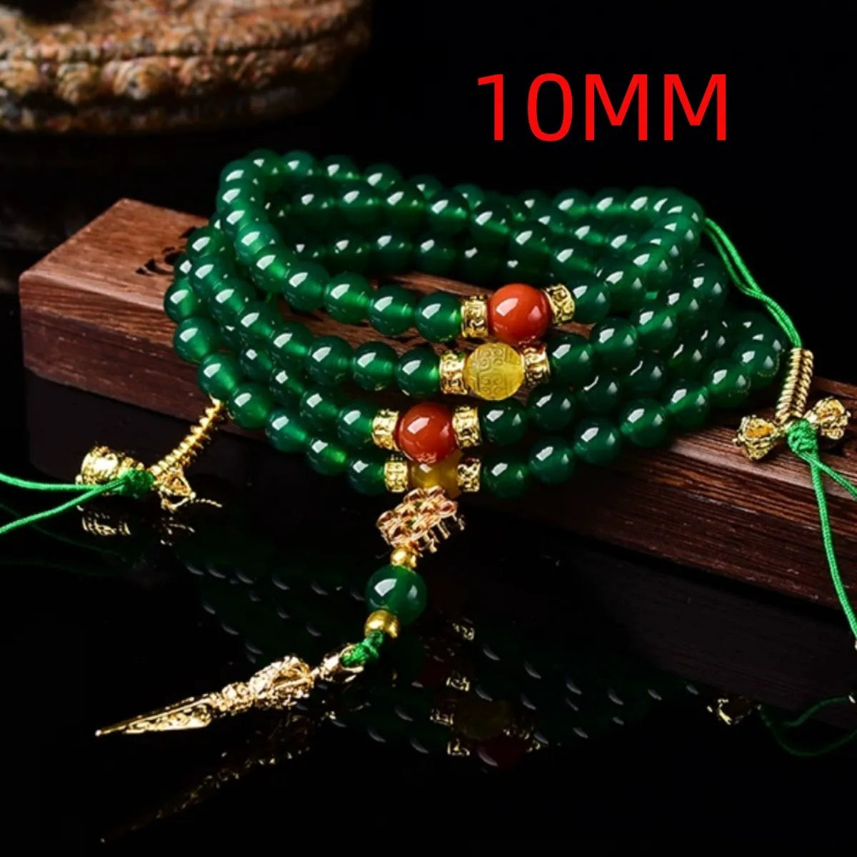 Brazil natural green agate multi-circle bracelet showing stone details and certificate