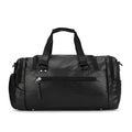 Black wheeled duffle travel bag with telescopic handle and separate shoe compartment