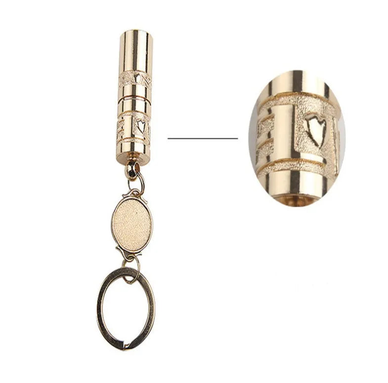 Gold zinc alloy waterproof keychain flashlight with LED light and key ring attachment
