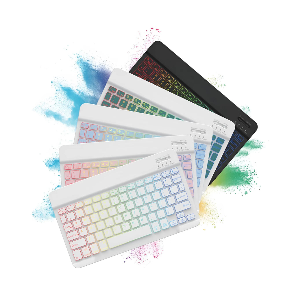 10-inch Bluetooth keyboard with colourful backlit lighting for tablets and mobile phones