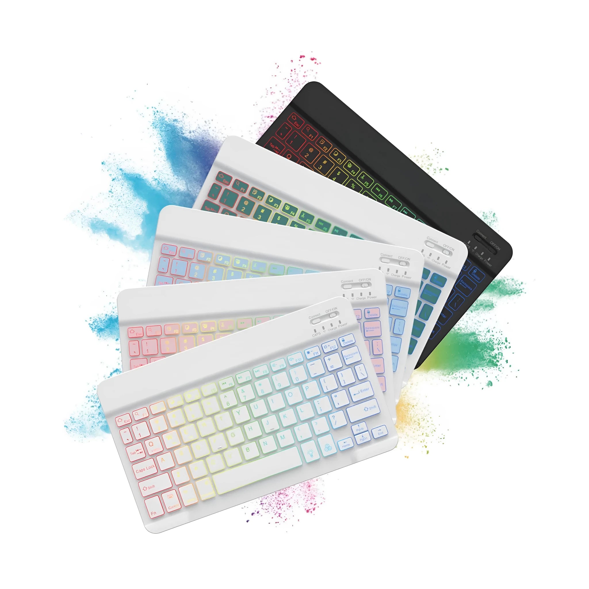 10-inch Bluetooth keyboard with colourful backlit lighting for tablets and mobile phones