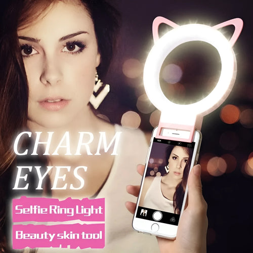 RK13 USB selfie ring light for iPhone and Samsung smartphones, available in four colours