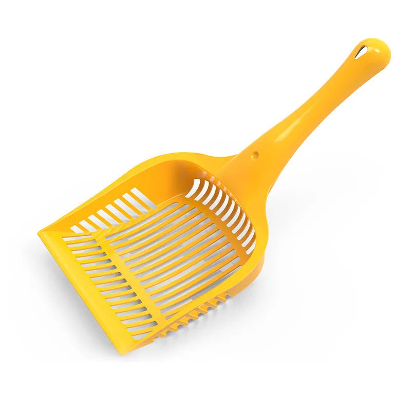 PP plastic cat litter scoop in red, yellow or blue colours showing small and medium size options