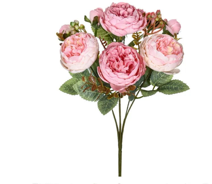 Artificial silk peony bouquet in champagne colour for wedding and home decoration