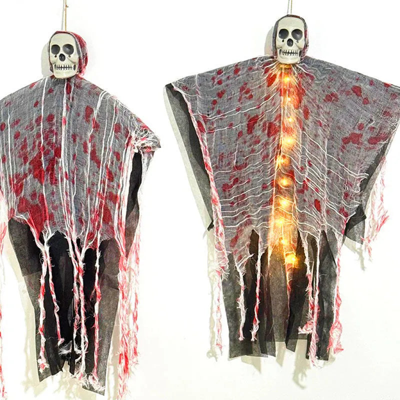Halloween decoration blood-dyed luminous skull hanging ghost ornament for outdoor display