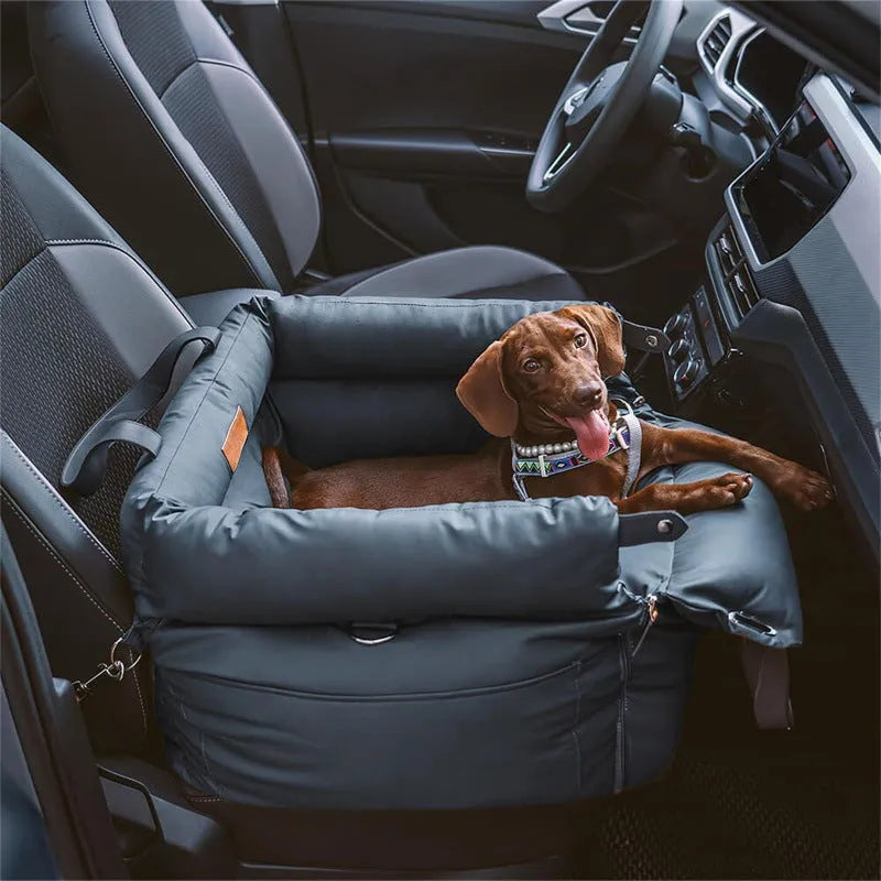 Green waterproof pet car nest with removable cover for dogs, dimensions 55cm by 50cm by 45cm