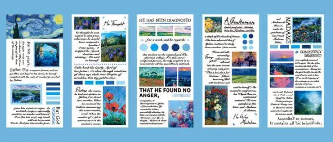 Landscape painting series paper sticker book showing 60x120mm stickers with repositionable adhesive