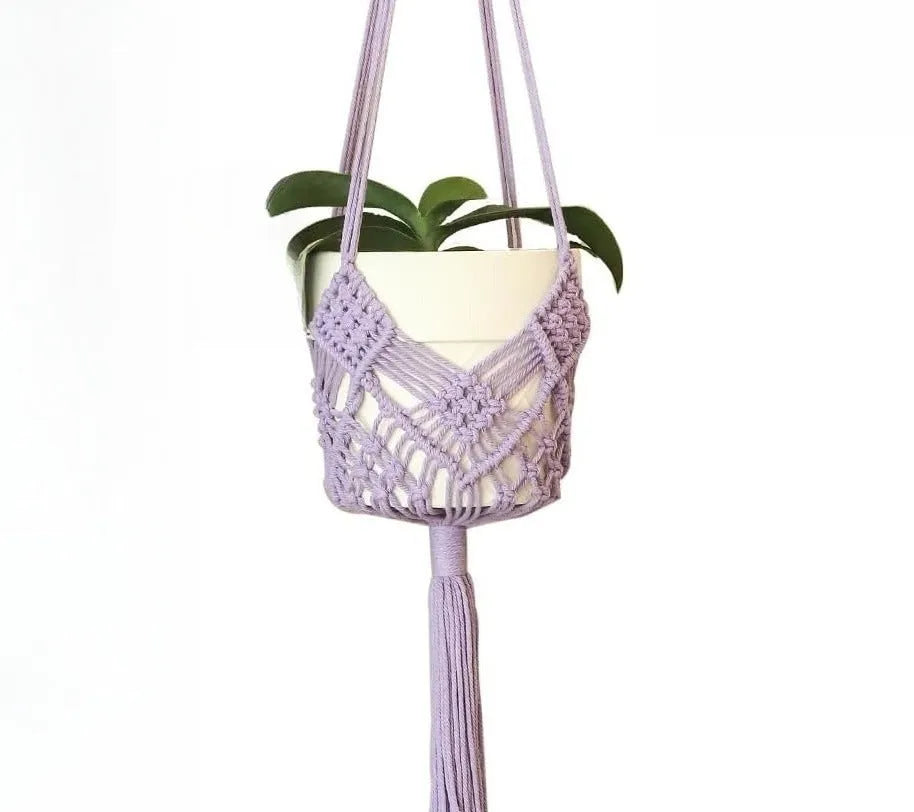 Hand-woven polyester cotton flower pot in minimalist design with natural texture