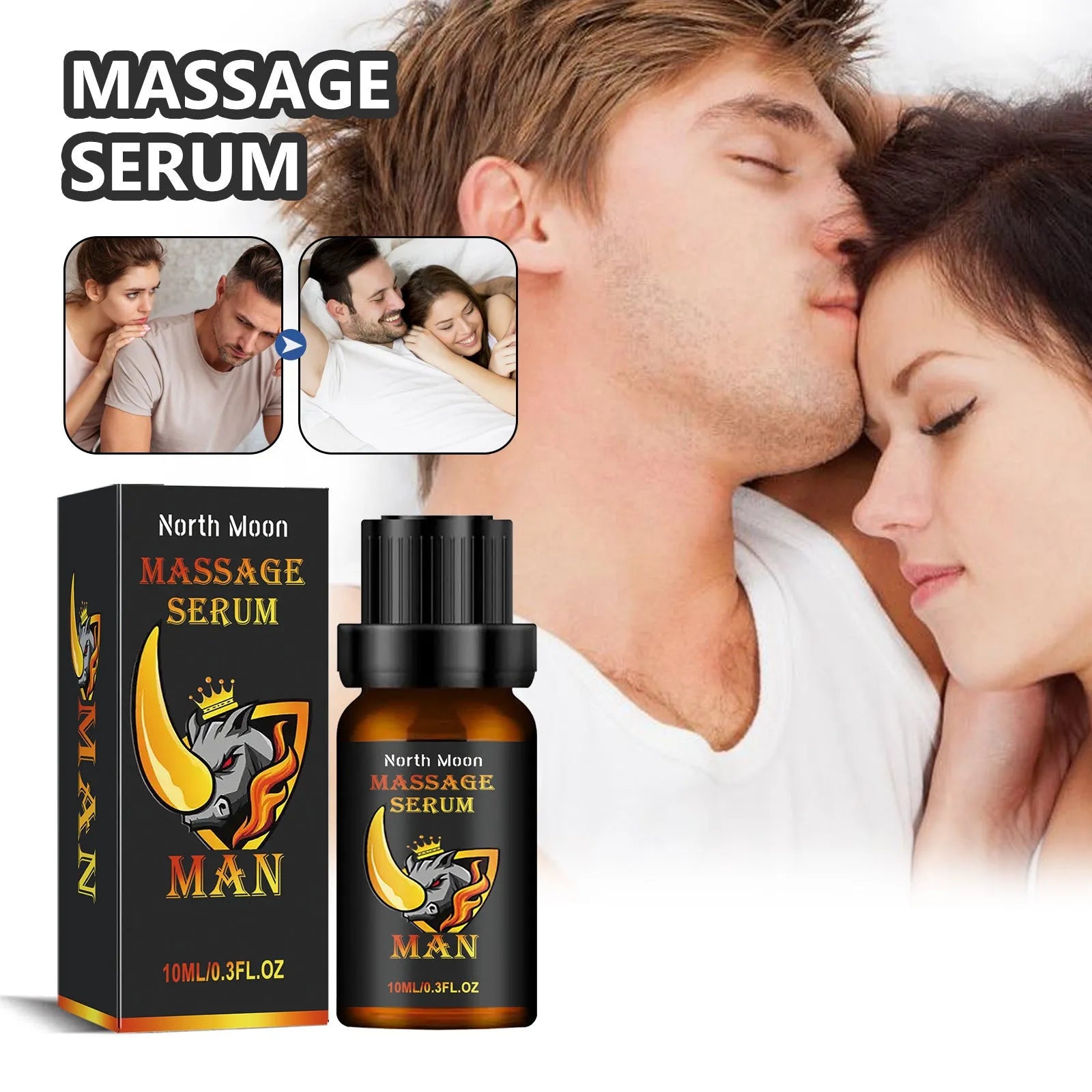 10ml bottle of men's body care essential oil for external massage use.