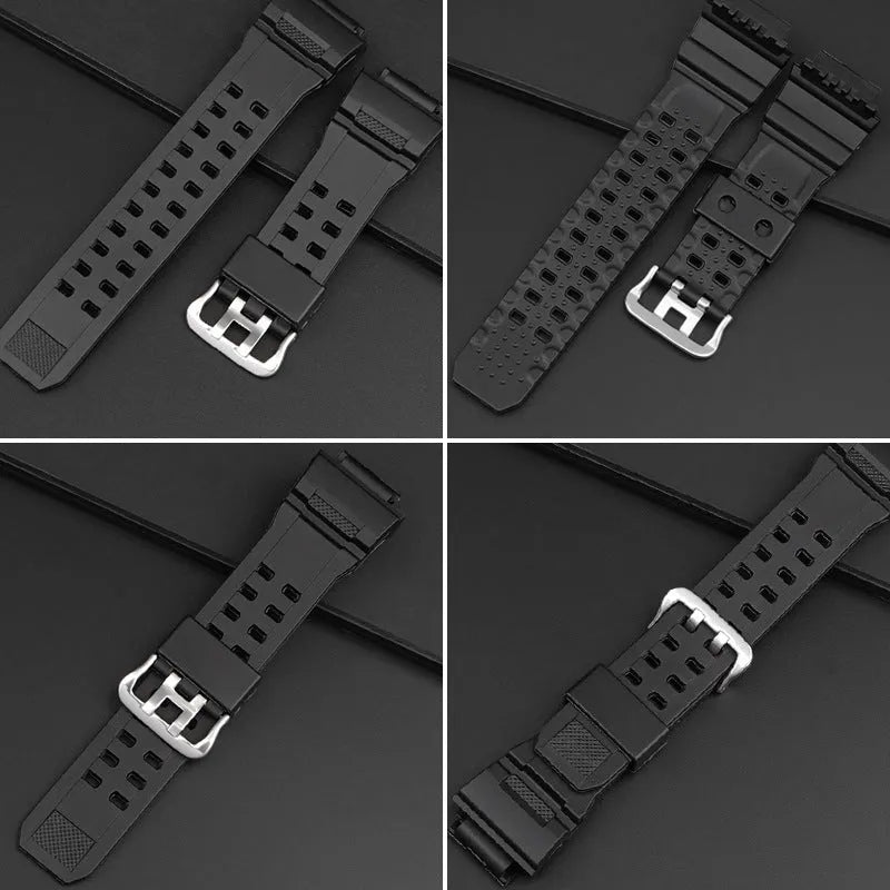 Camouflage TPU rubber watch strap with silver buckle, 12+7cm length