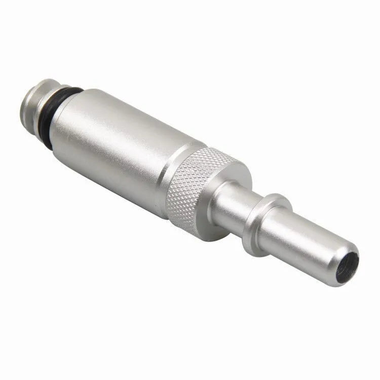 Silver metal VAS6262-9 transmission oil refueling joint adapter tool on a white background.