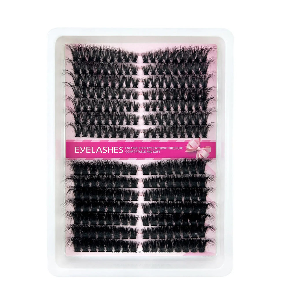 Large capacity false eyelashes box containing mixed messy style lashes with storage dimensions 13.7cm wide