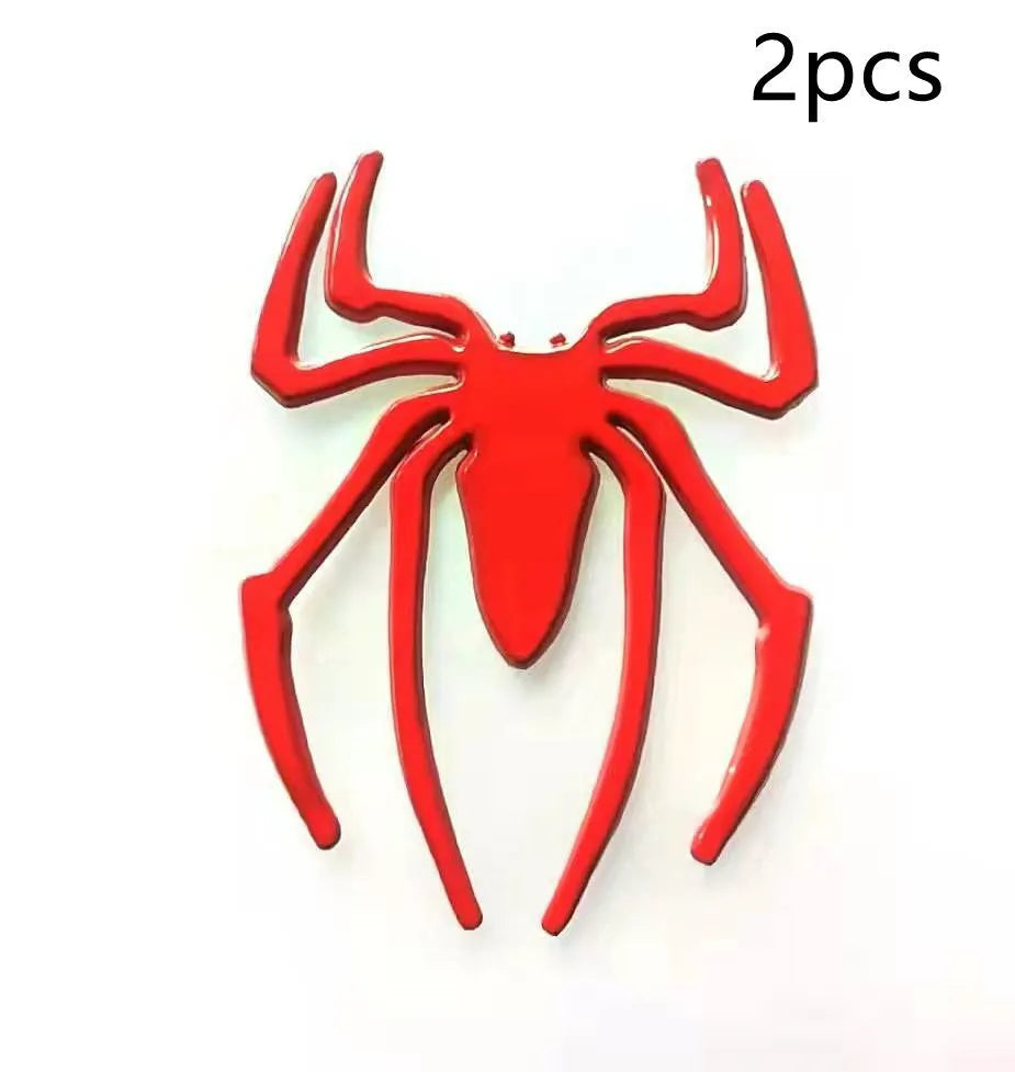 Three-dimensional metal spider bumper sticker in zinc alloy, showing detailed design