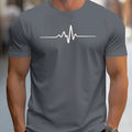 Men's loose-fit short-sleeve t-shirt with a printed letter pattern, shown in a casual style.