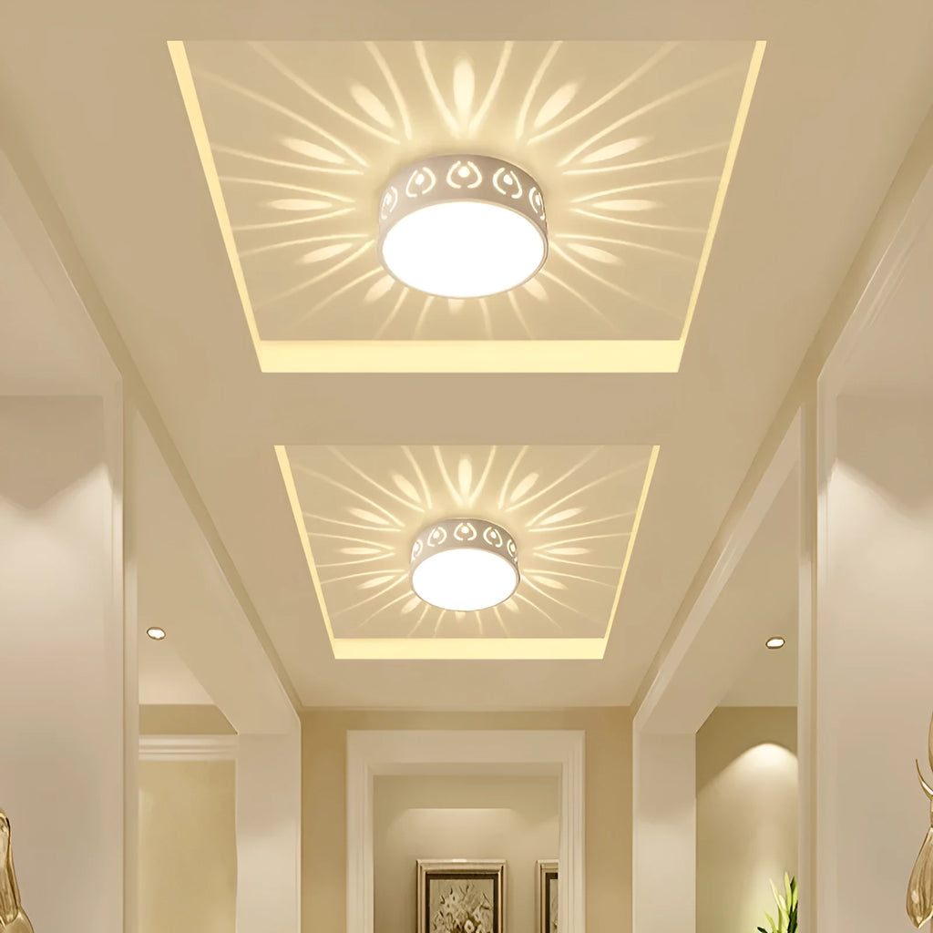 Modern 15cm LED ceiling light with 3W warm light, plastic and alloy construction, concealed installation