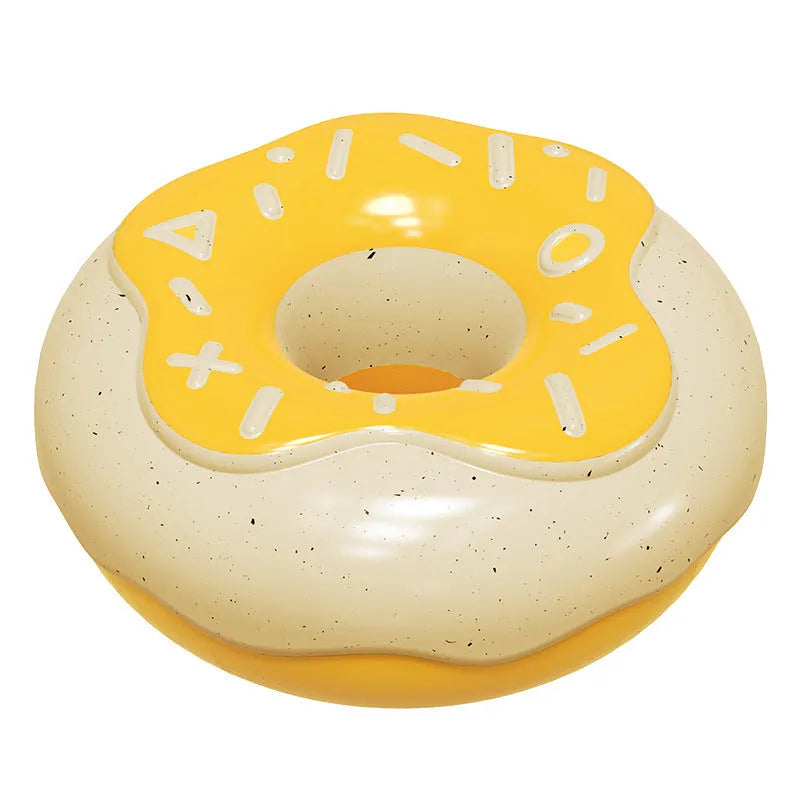 Pink donut-shaped dog chew toy with textured surface for molar cleaning