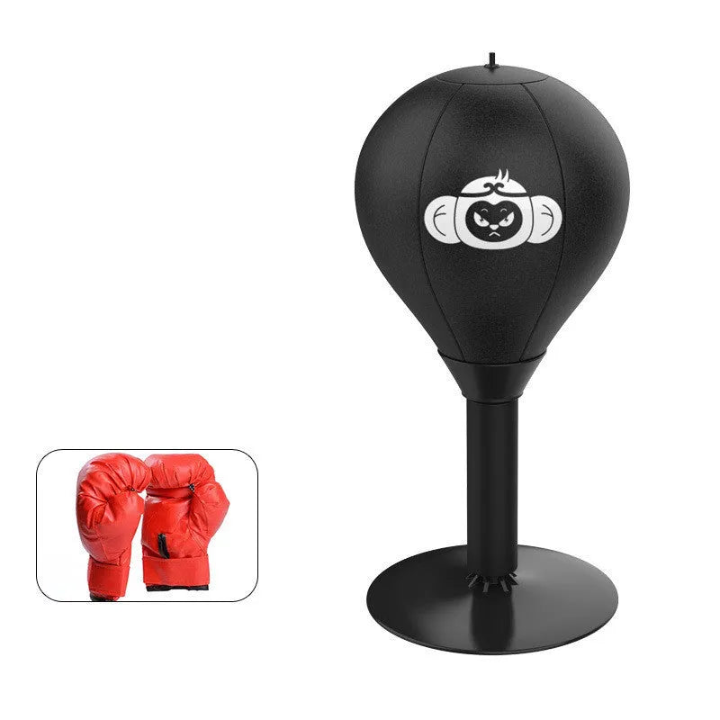 Tabletop boxing speed ball with suction cup base and inflatable PU leather sphere