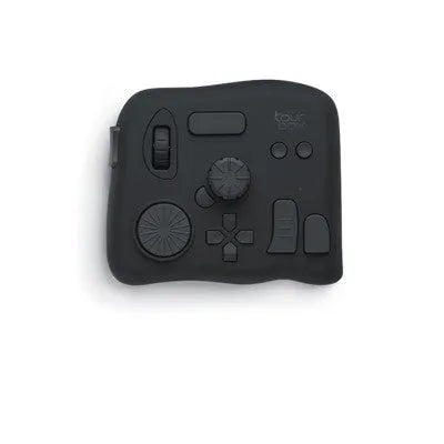 TourBox NEO black digital tablet auxiliary keyboard for video editing on a desk