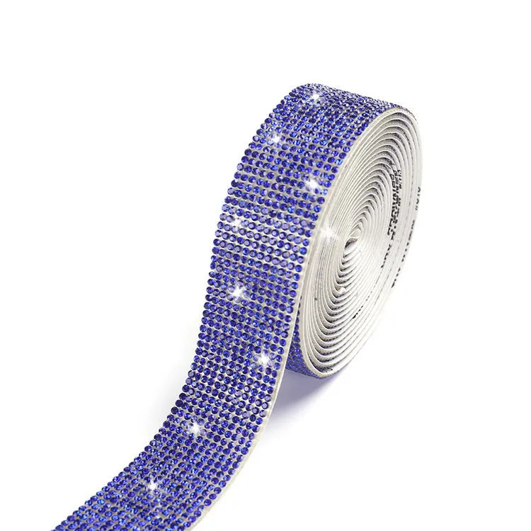 Self-adhesive electroplated glass water drill strip in white and AB colour for clothing decoration