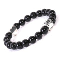 Indian agate stone bracelet with geometric dog's paw charm and heart detail on round beads