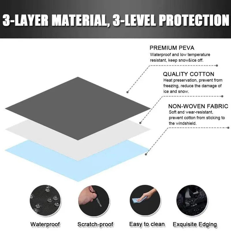 Black rubber Oxford cloth windshield ice and snow gown car cover pair