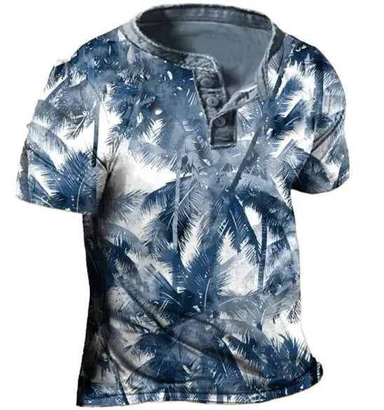 Men's short sleeve casual shirt with lapel and button design in polyester bird eye cloth fabric