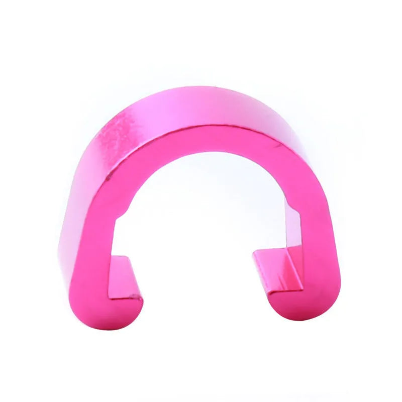 Aluminium alloy C-shaped buckle in eight colours, showing 10.2mm by 13mm size.