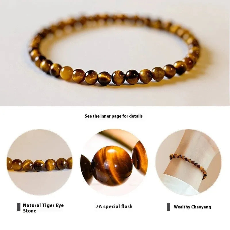 New Chinese style geometric bracelet made from brown and gold tigereye stone beads.