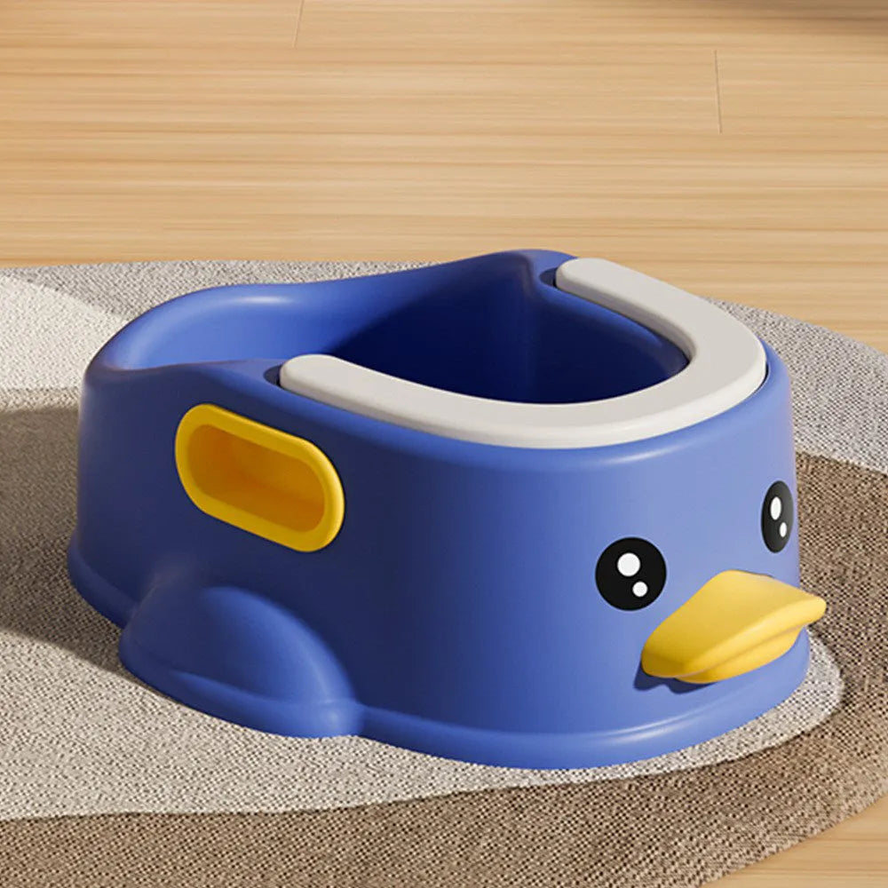 Blue duck-shaped PVC bathtub for washing dogs and cats on a plain background.