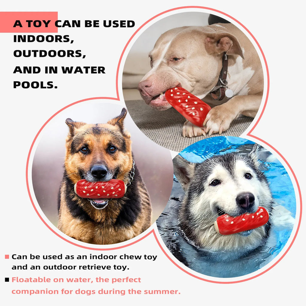 Primary colour plastic molar rod dog chew toy for aggressive chewing and dental hygiene