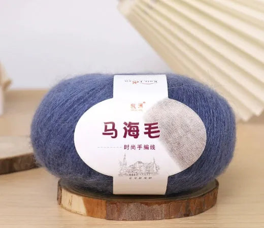 Mohair wool ball for DIY scarf knitting kit with Inverness thread in multiple colour options