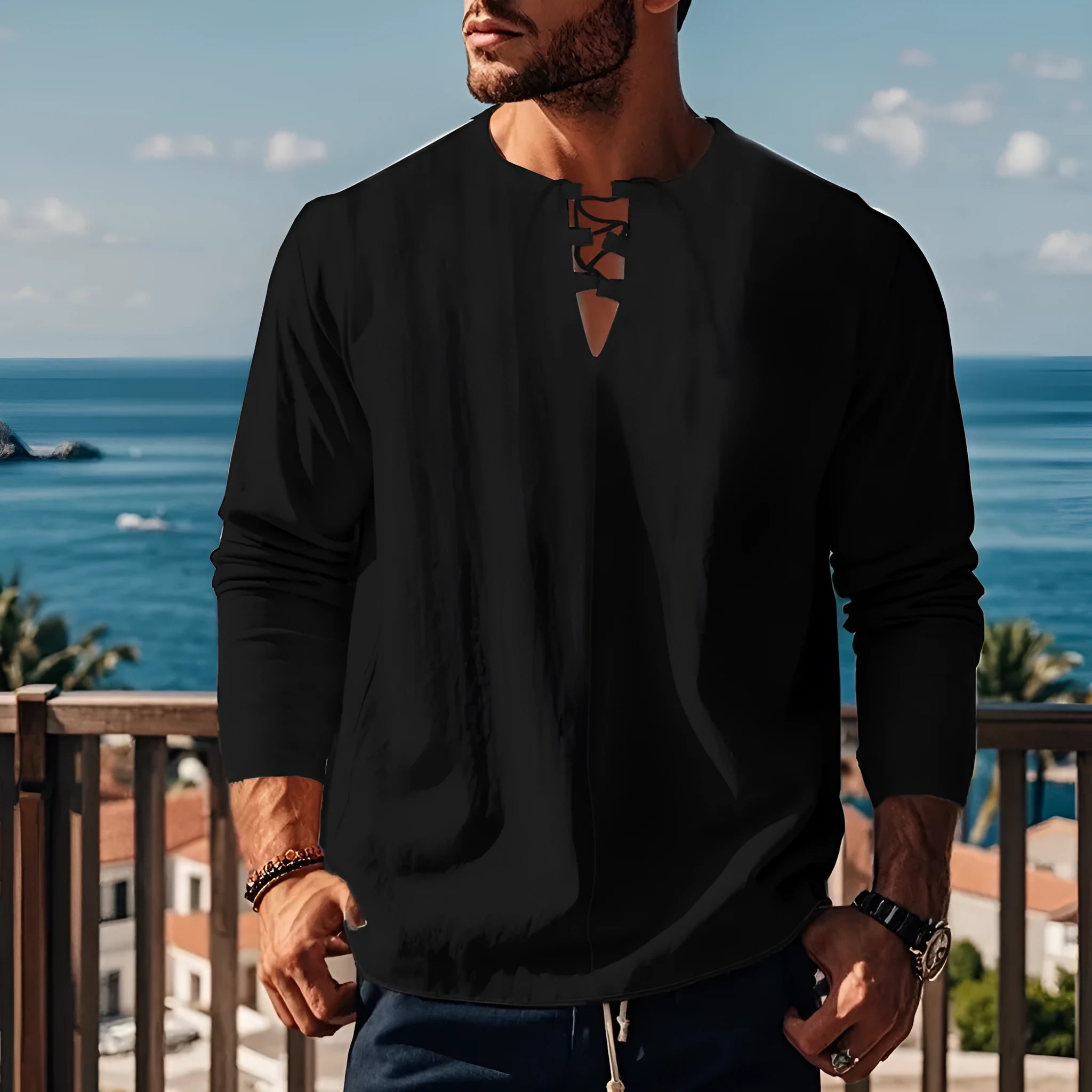 Solid colour cotton linen loose ruff shirt on hanger in one of ten available colours