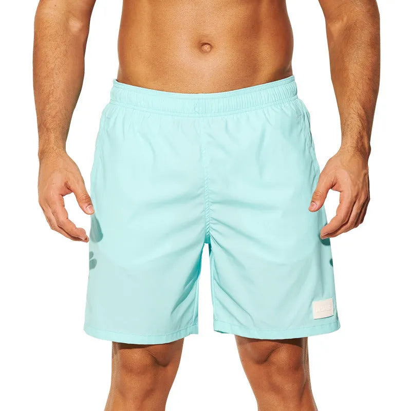 Men's quick-drying nylon sports casual shorts in solid colours with straight leg opening