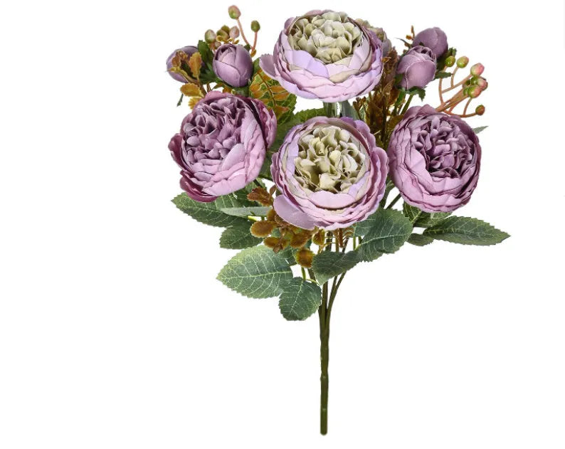 Artificial silk peony bouquet in champagne colour for wedding and home decoration