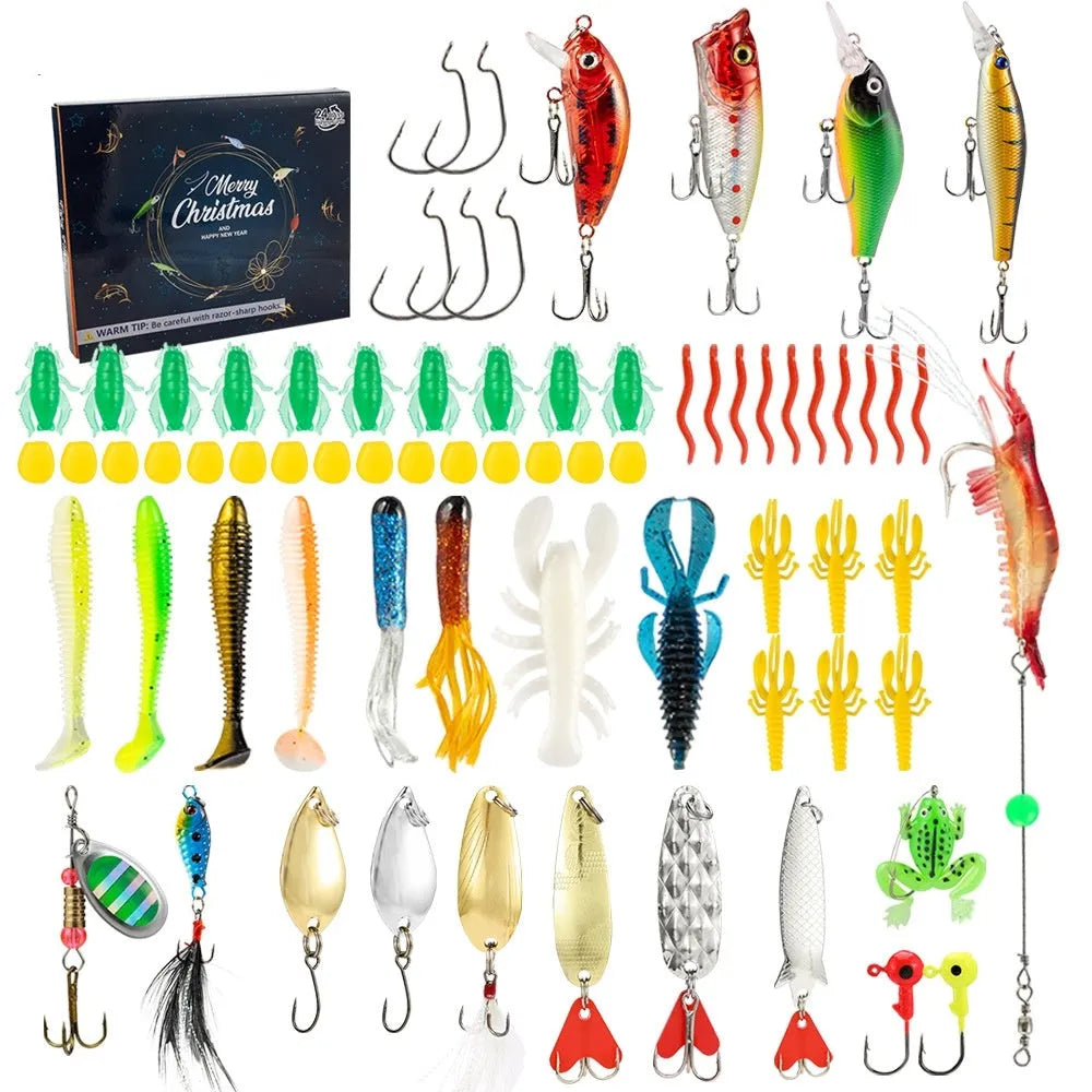 24-piece metal blind box fishing set for mino bog fishing in 01 style colour.